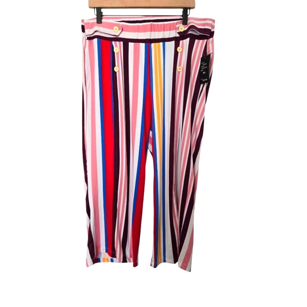 NWT Striped Multicolor Cropped Pants Size Xl
